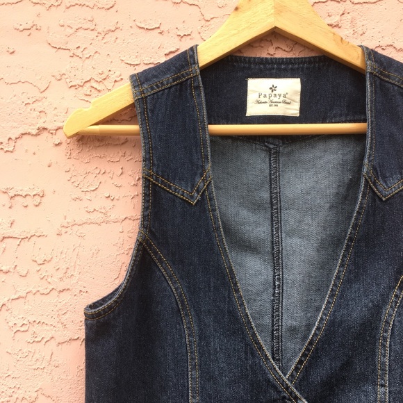 Papaya Denim Vest Womens Size Large - Picture 2 of 6